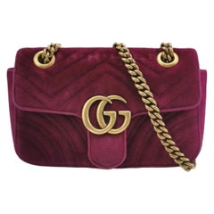 Gucci Marmont Mini Flap Pink Velvet Handbag