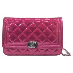 Chanel Boy WOC Wallet on Chain Half Flap 2014 Pink Patent Leather