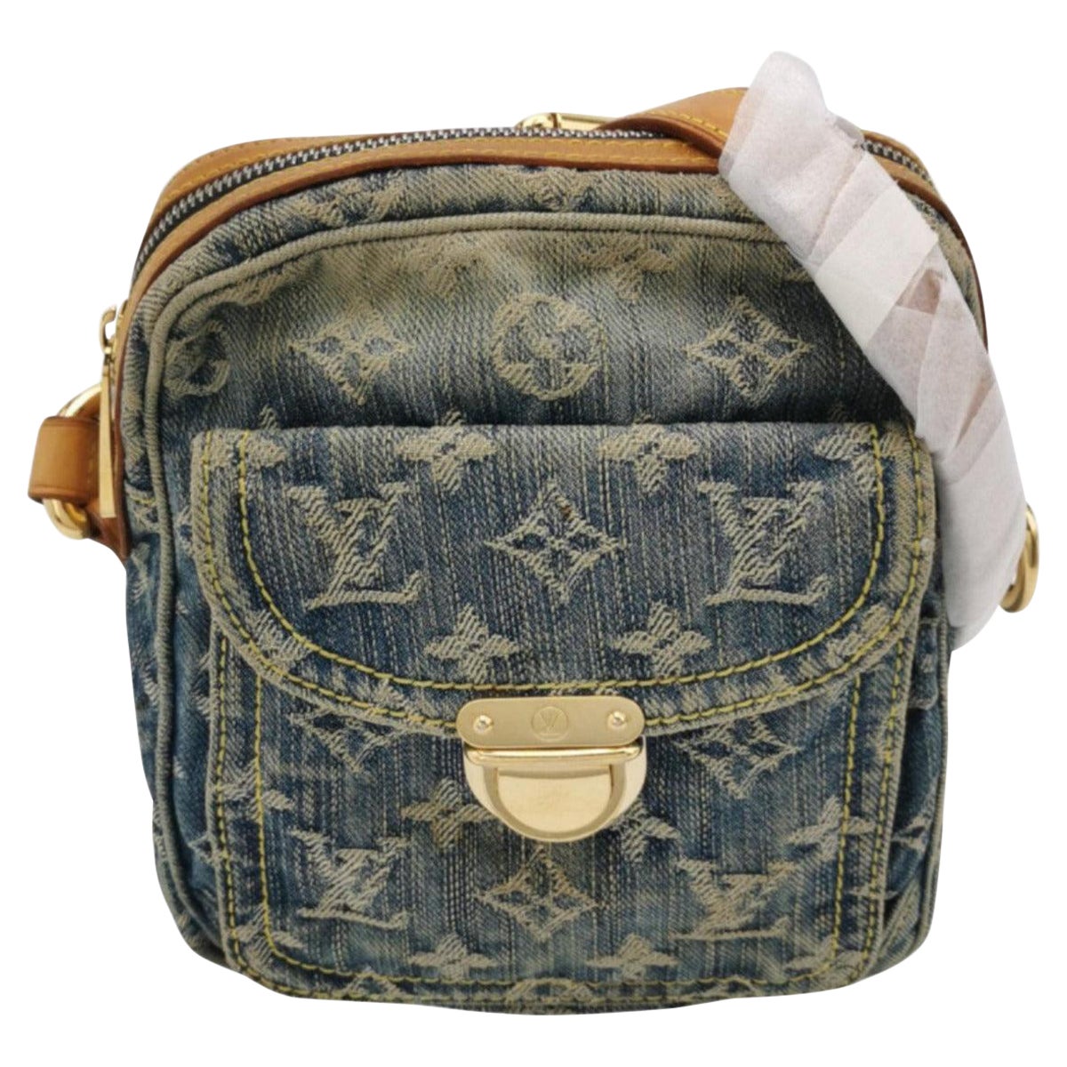 Louis Vuitton Monogram Denim Camera Crossbody Bag Blue For Sale
