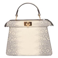 Fendi Peekaboo ISeeU Petite White Lizard Leather Bag