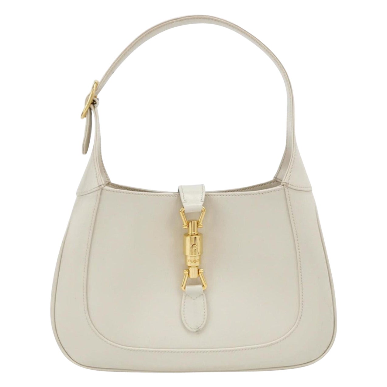 Gucci Jackie 1961 White Leather Bag with Adjustable Strap Size Small For Sale