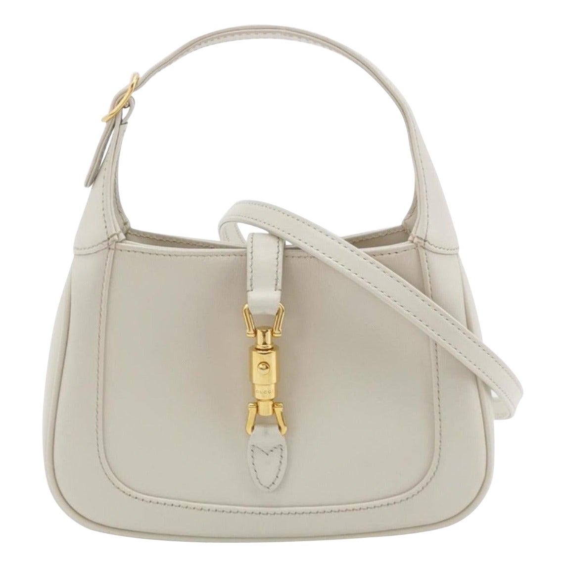 Gucci Jackie 1961 Mini Leather Bag with Adjustable Strap Size White For Sale