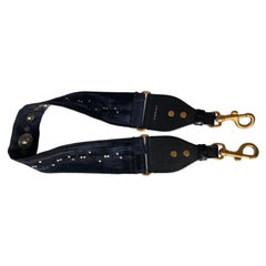 Dior Saddle Strap Toile marine avec logo Dior et métal