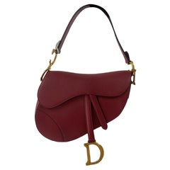 Dior Saddle Red Medium Grained Leather Shoulder Bag