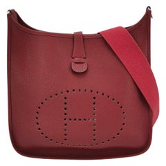 Hermes Evelyne 33 Large Crossbody Bag Burgundy with Strap