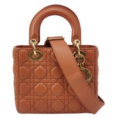 Lady Dior Small My Abcdior Orange Lambskin Cannage Leather