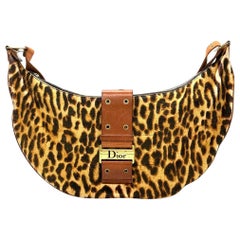 Dior Street Chic Hobo Leopard Print Pony-hair Calfskin