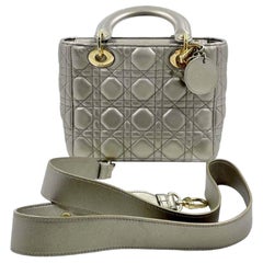 Lady Dior Small ABCdior Light Copper Gold Cannage Lambskin Handbag w/ ABC Strap