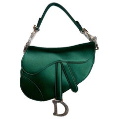 Dior Saddle Mini 2019 Silk Emerald Green with crystals