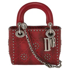 Lady Dior Mini Red Studded Flower Bag 2017 Dior Cruise Collection