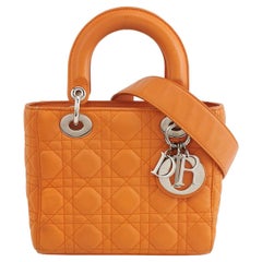 Lady Dior My Abcdior 2016 Small Orange Lambskin Cannage Leather Handbag