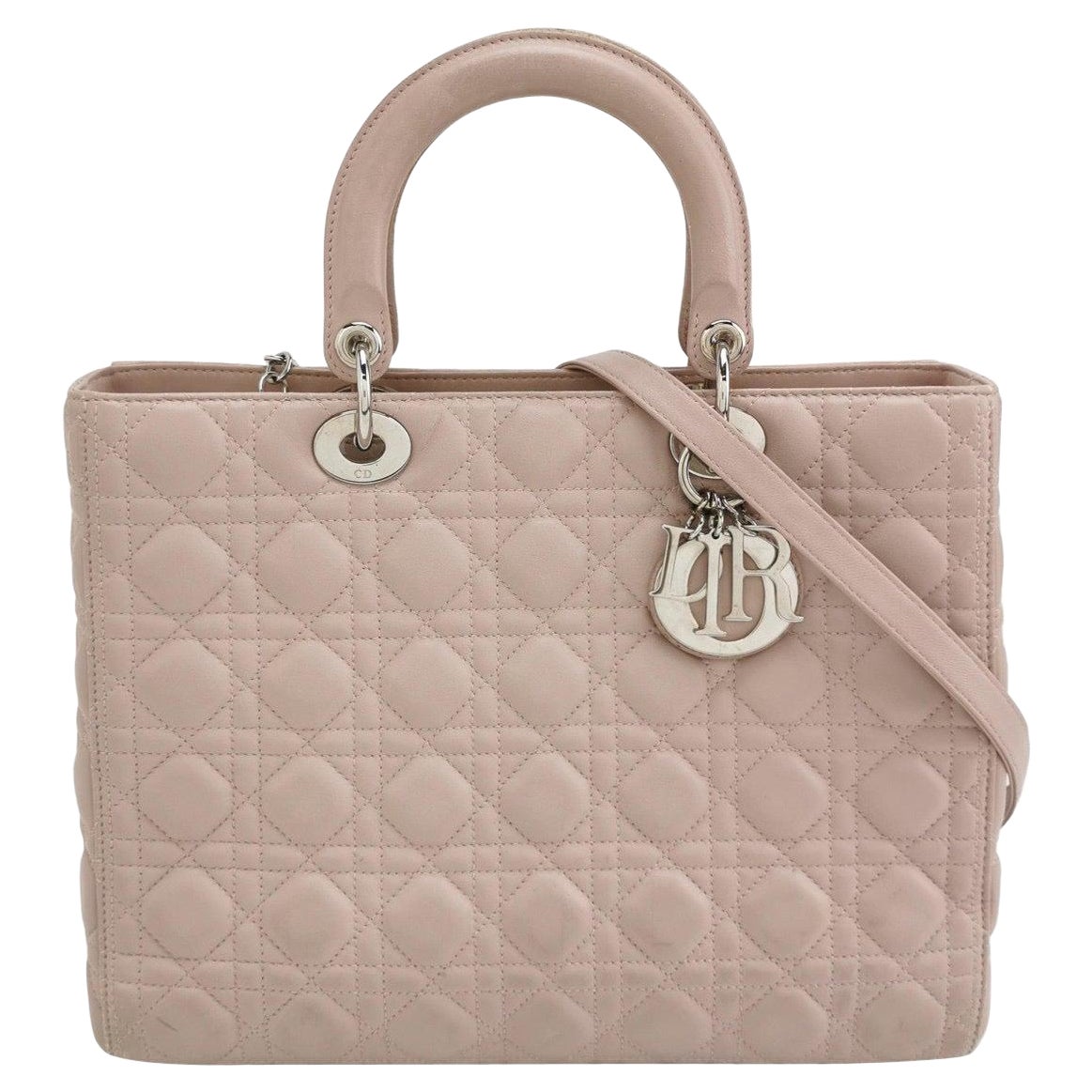 Lady Dior 2012 Large Bag Pink Lambskin Cannage Leather For Sale