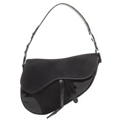 Dior Saddle Vintage So Black Fabric and Patent Leather Shoulder Bag