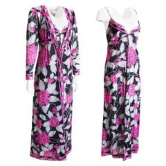 Vintage Emilio Pucci Nightgown & Robe Set 2pc Set Loungewear Jet Set EFPR 