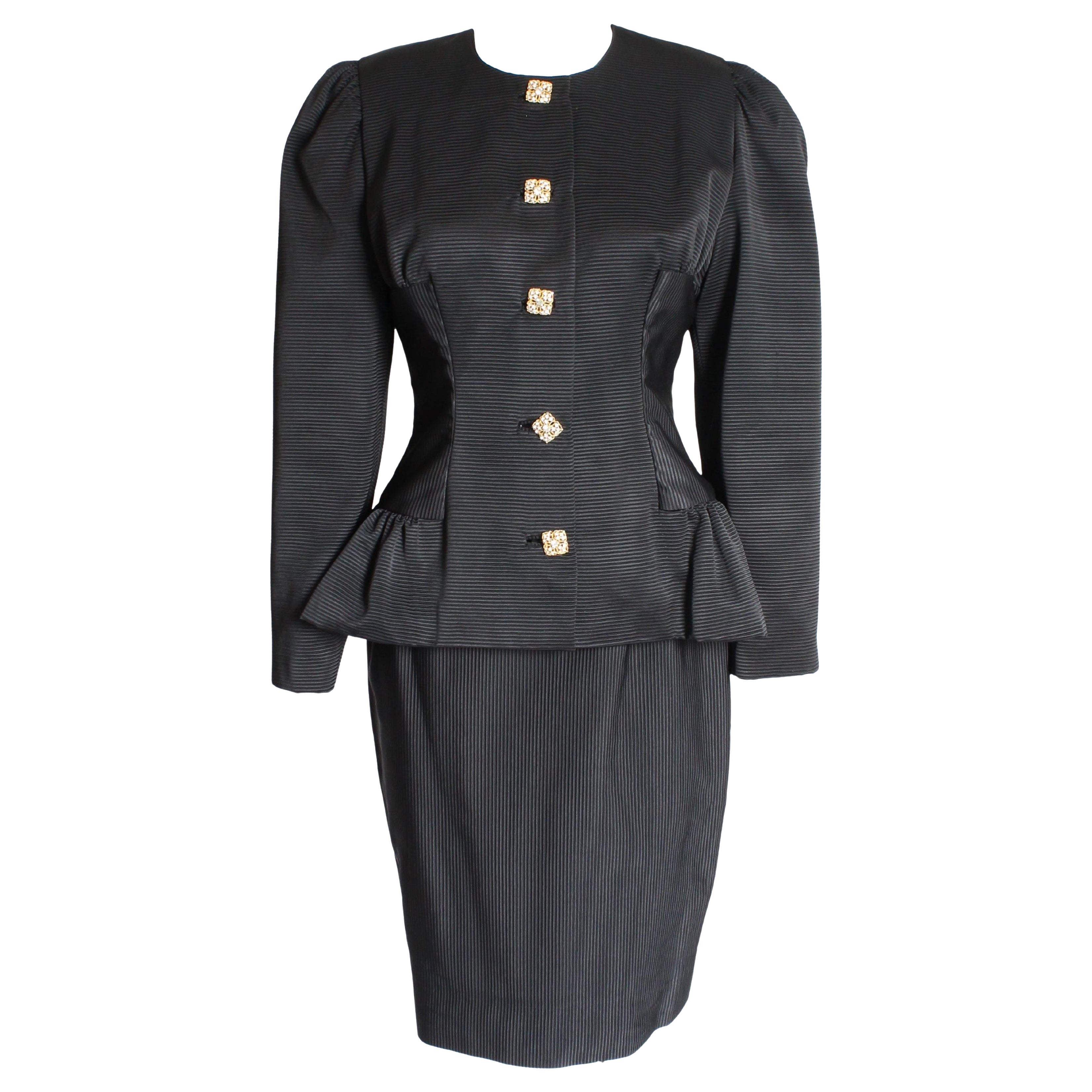 Kevan Hall Couture Suit Jacket & Skirt 2pc Set Formal Cocktail Size 8/10 Vintage For Sale