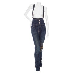 Vivienne Westwood Anglomania Denim-Overalls mit hoher Taille und abnehmbaren Bezügen aus Denim (2000er Jahre)