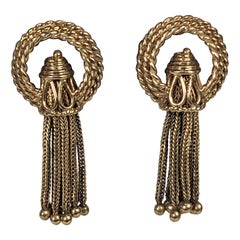 Mid Century 14K Rope Tassel Earrings