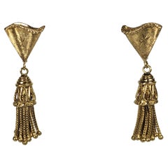 Boucles d'oreilles à glands en or 14K du milieu du siècle dernier