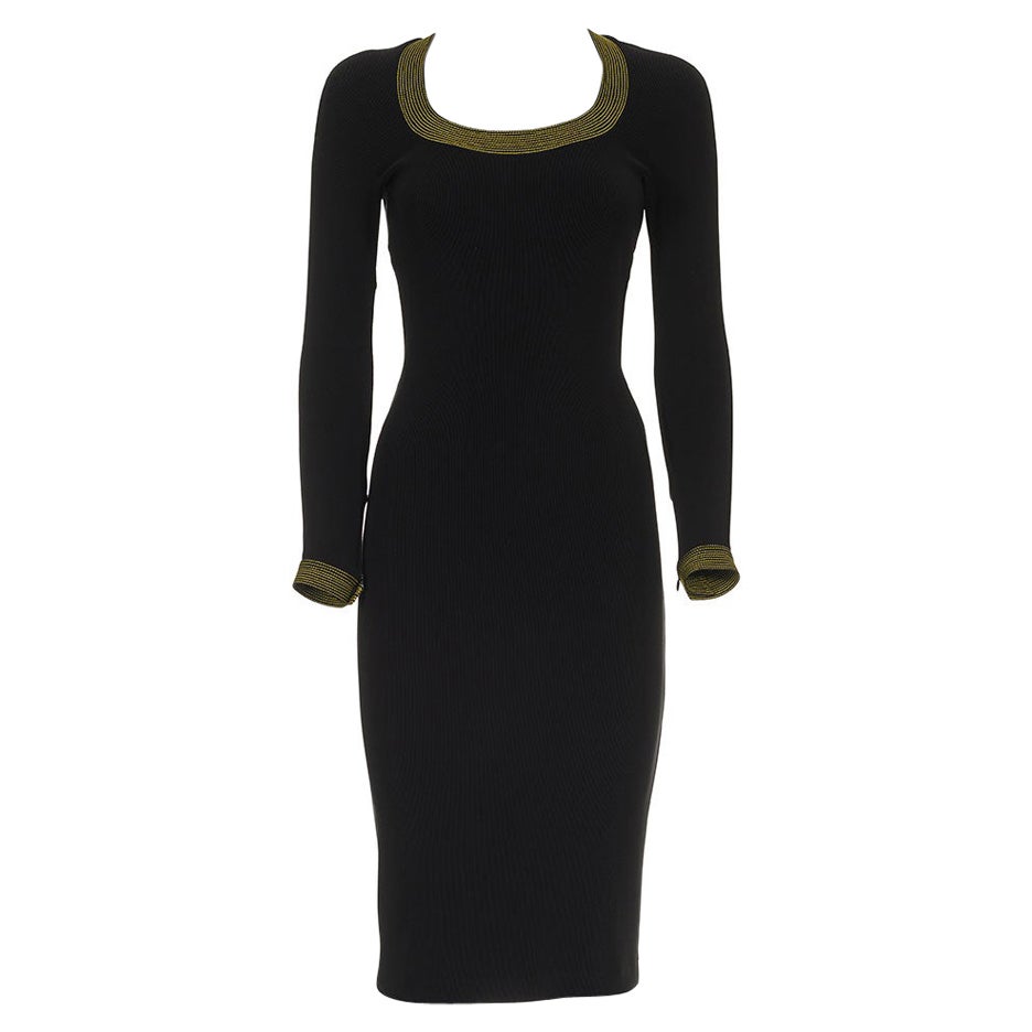 GIANNI VERSACE FW 92 Stretch Dress with Gold Stitching in vendita