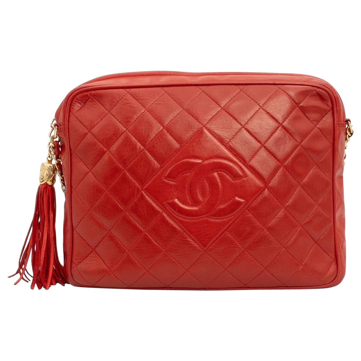 Borsa a Spalla Chanel Bolsa Cámara Vintage Pelle Rossa en venta