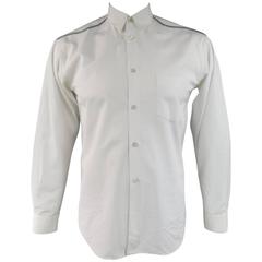 Men's COMME des GARCONS Size M White Cotton Black Contrast Stitch Shirt