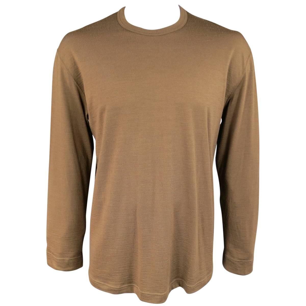 Men's Vintage COMME des GARCONS Size L Light Brown Soft Wool Crewneck Pullover