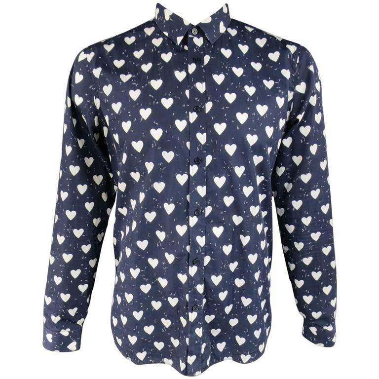 Resonate syndrom Kunde Men's BURBERRY PRORSUM Size L Navy and White Heart Print Cotton Long Sleeve  Shirt at 1stDibs | burberry prorsum shirt, burberry heart print shirt, burberry  heart shirt