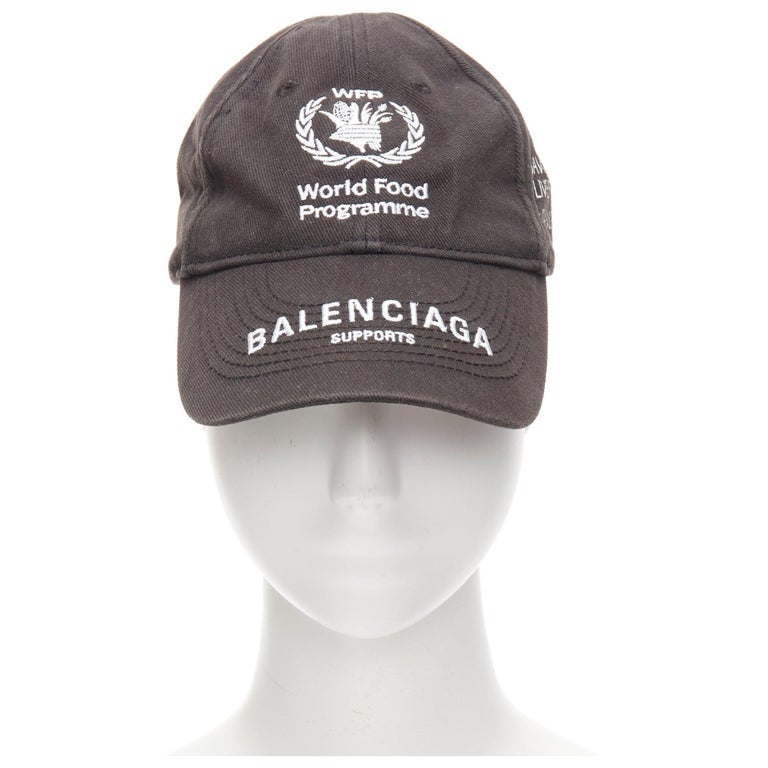 BALENCIAGA black cotton world food programme logo baseball cap L 