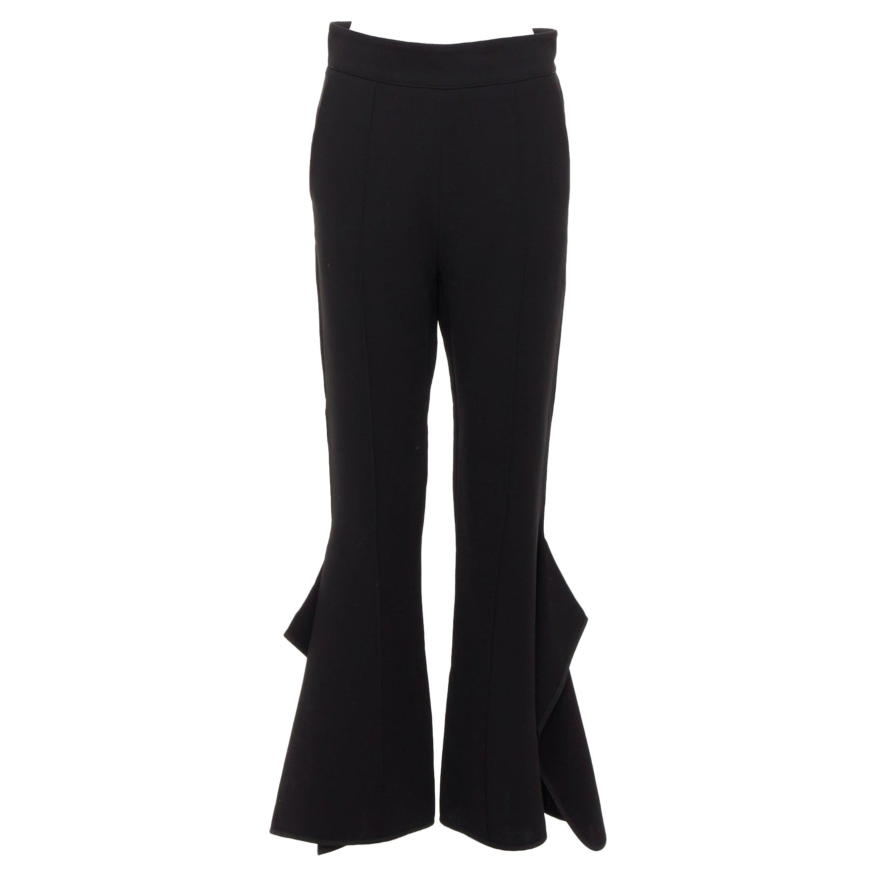 MATICEVSKI 2016 Primal black front pleat side ruffles flare leg pants AUS10 M For Sale