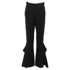 MATICEVSKI 2016 Primal black front pleat side ruffles flare leg pants AUS10 M