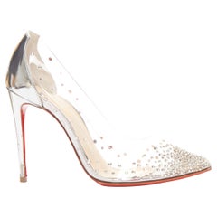 CHRISTIAN LOUBOUTIN Degrastrass 100 clear pvc crystal embellished pump EU35