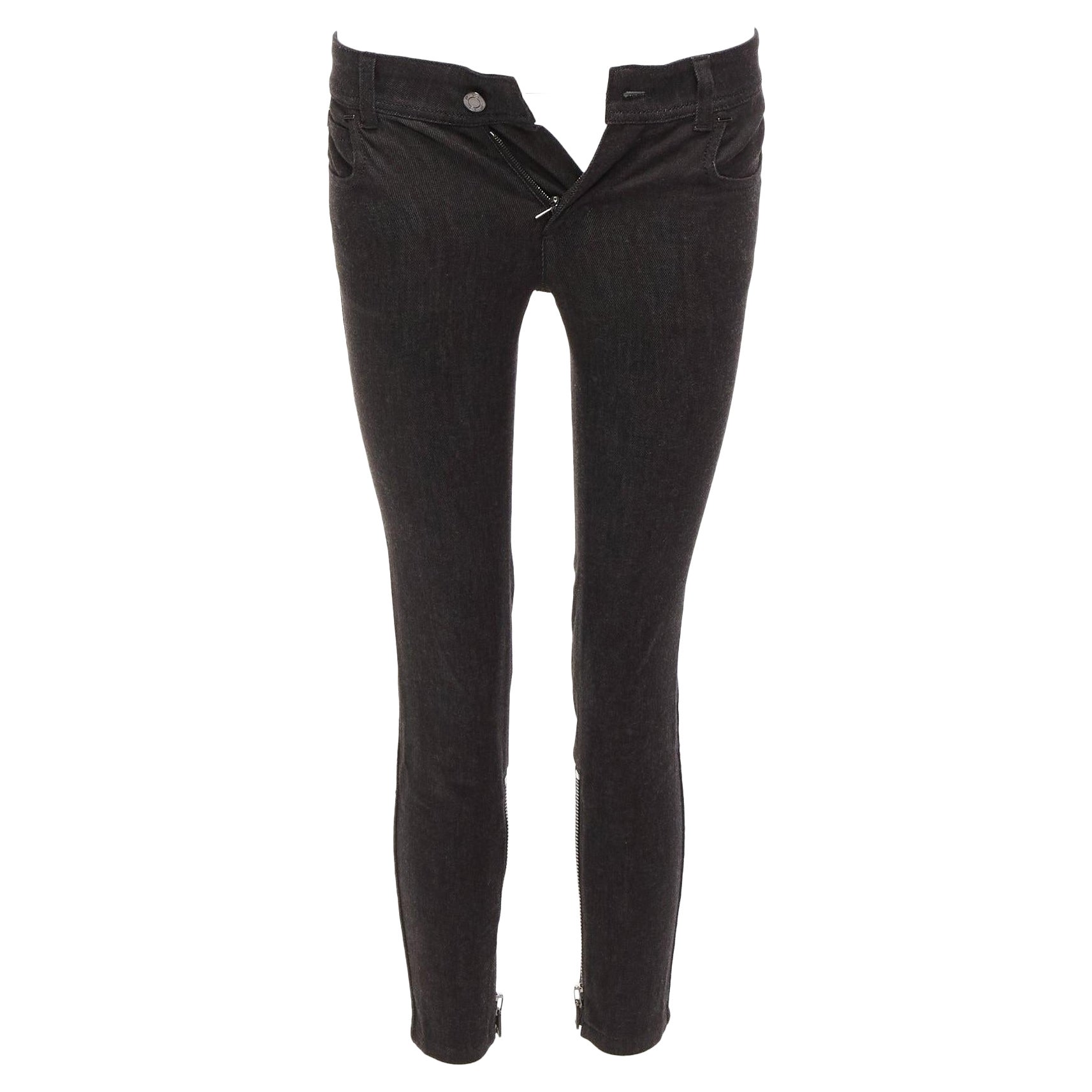 TOM FORD dark brown cotton blend silver staple embellished skinny jeans 26" For Sale