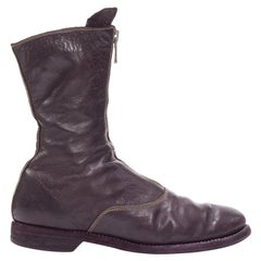 MARSELL botines púrpura oscuro de cuero envejecido con cremallera frontal plateada EU37