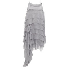 MATICEVSKI 2018 Winning grey drape raw ruffle asymmetric tiered skirt AUS10 M