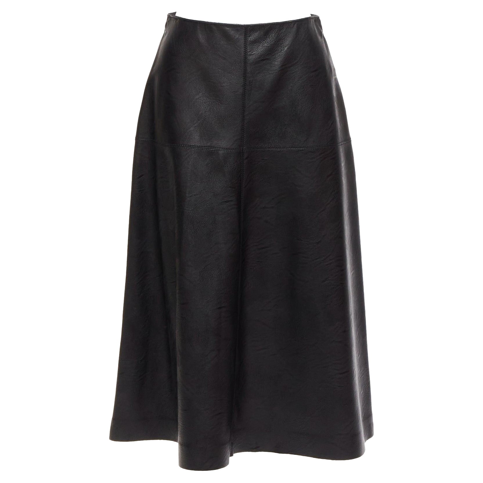 STELLA MCCARTNEY Skin Free black vegan leather A-line midi skirt IT40 S For Sale