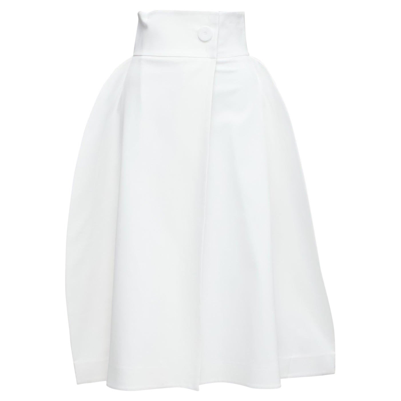 SARA BATTAGLIA white cotton blend structural balloon skirt IT36 XXS For Sale