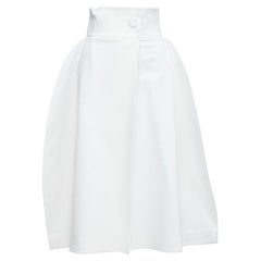 SARA BATTAGLIA white cotton blend structural balloon skirt IT36 XXS