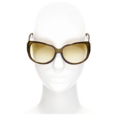 GUCCI GG2951E/S dark green silver GG bamboo buckle side wrap sunglasses