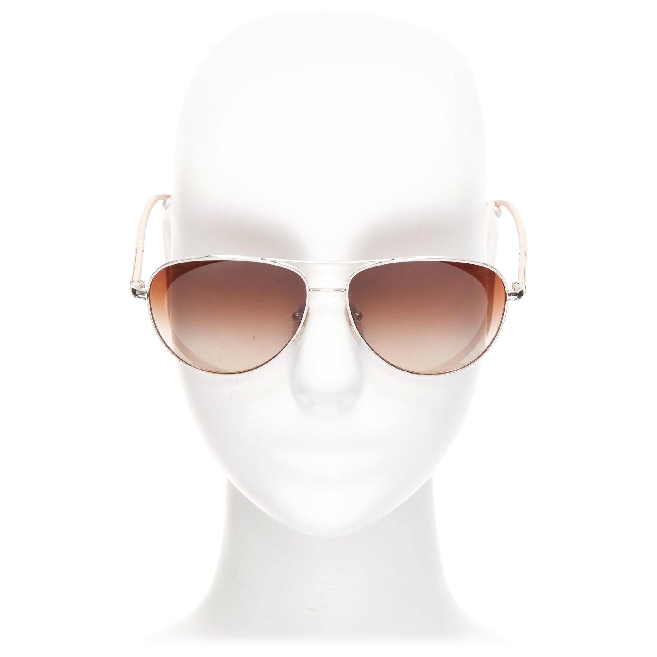 STELLA MCCARTNEY SM3011 silberne Sonnenbrille mit nacktem Rahmen und braunen Ombre-Gläsern im Angebot
