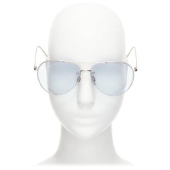 LINDA FARROW LFL624/6 blaue Gläser silberne Sonnenbrille mit Pilotenform