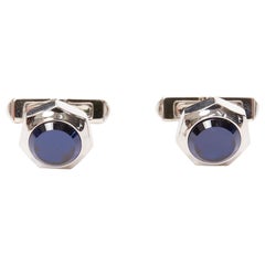 CARTIER Watch Crown Decor 925 sterling silver blue stone cufflinks