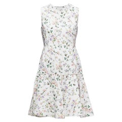 GIAMBATTISTA VALLI blanco verde nylon seda estampado floral ajustado vestido acampanado S42 S