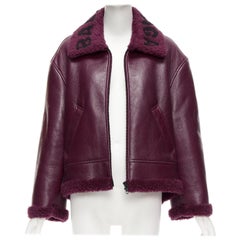 BALENCIAGA Demna 2020 bomber biker cocoon cuello de piel de cordero burdeos XS