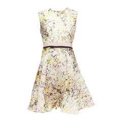 GIAMBATTISTA VALLI white pink pastel print floral silk fit flare dress IT44 M