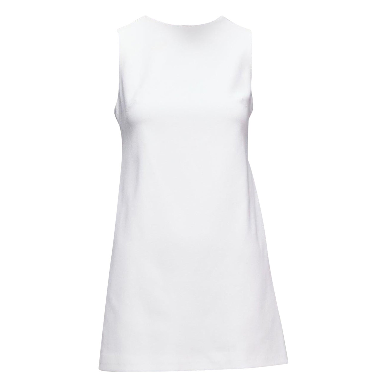 TIBI white cut out back big snap button mini mod shift dress US2 S