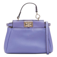 FENDI Micro Peekaboo purple leather turnlock mini crossbody satchel bag