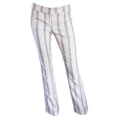 Vintage Christian Dior by John Galliano Gray and White Pinstripe Flared Leg Trousers 90s