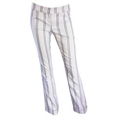 Christian Dior by John Galliano Gray and White Pinstripe Flared Leg Trousers 90s 8