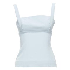 EMILIA WICKSTEAD baby blue crepe square neck darted top UK6 XS