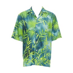 VERSACE 2020 Iconic JLo Jungle print green bowling shirt EU40 M
